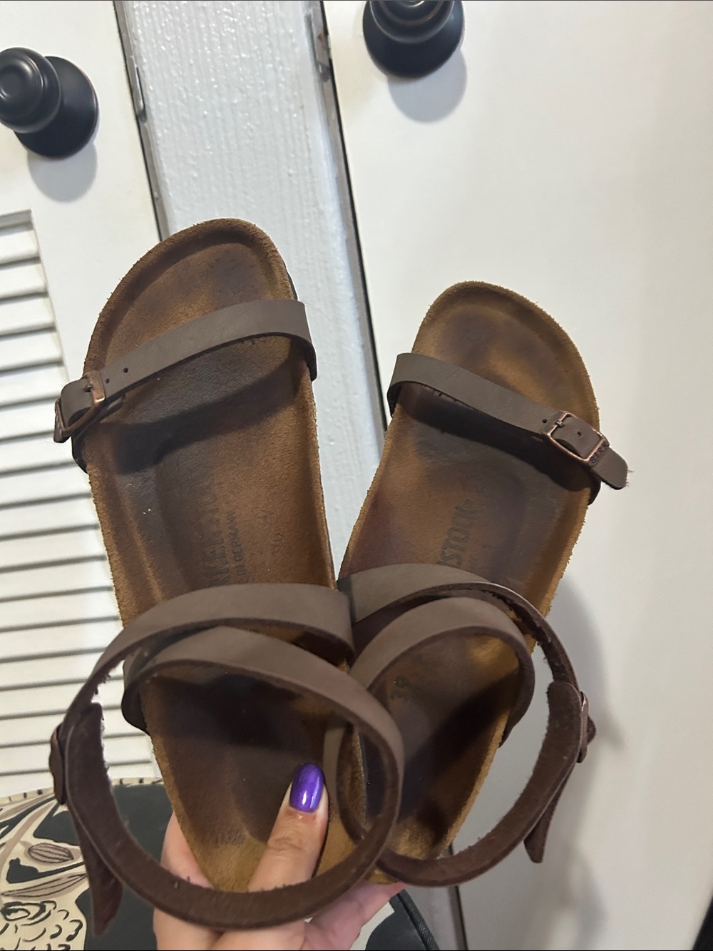 Birkenstock leather sandals with ankle strap